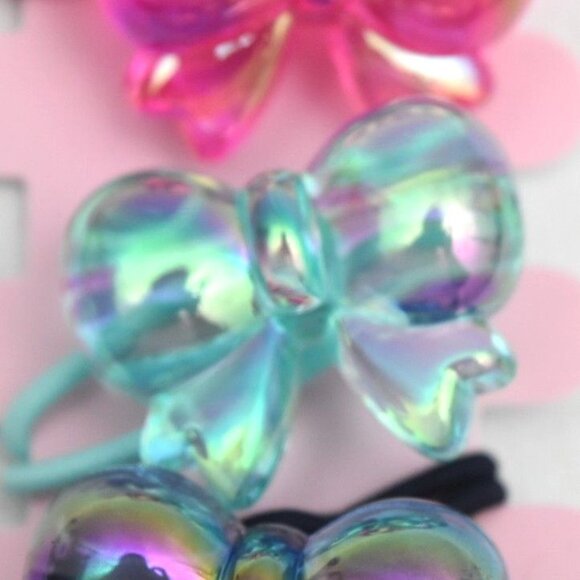 Claires Girl's Iridescent Bow Hair Elastics Set Of 4 - Picture 4 of 6